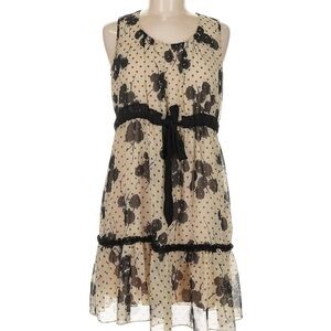 Vintage 90s Black and Cream Floral Babydoll Dress